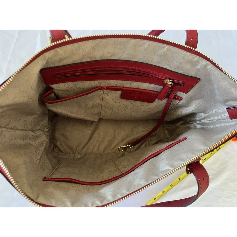 NEW Michael Kors Jet Set Top-Zip Saffiano Leather Red No Tags